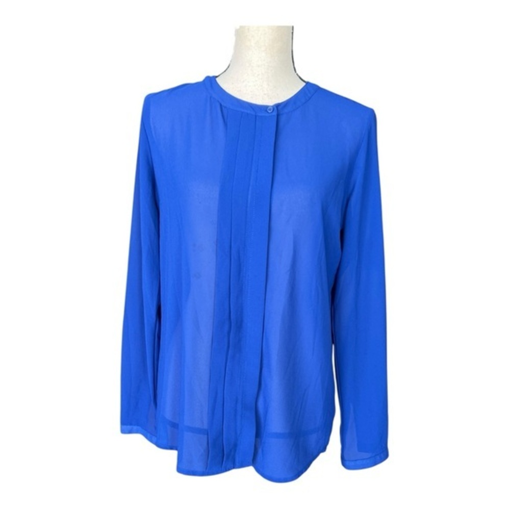 Olive & Oak Vibrant Blue Pleated Front Buttoned Blouse Size S